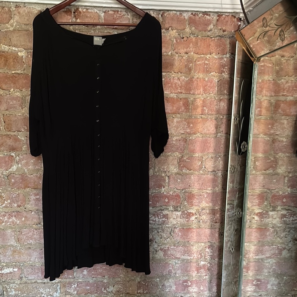 ASOS Black Button Down Mini Dress 3/4 Sleeve